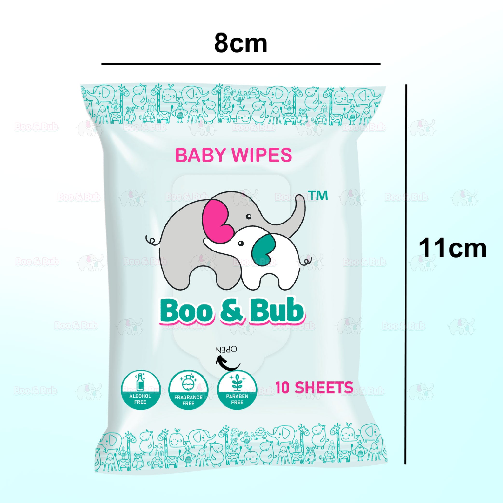 10pcs - Baby Hand Mouth Wipes / Cleaning Wet Tissue | Alcohol-free, paraben-free, fragrance-free wipe / Tisu Basah Bayi - Boo & Bub