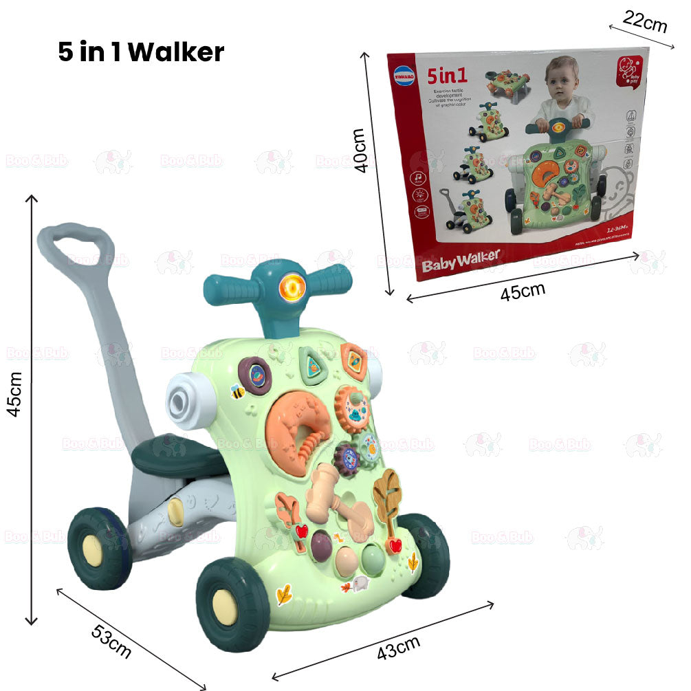 Baby Walker | Stand-to-Sit Trolley High Quality Kids Gift For Toddler Learning Walk Music Piano Phone Drawing Toy - Boo & Bub