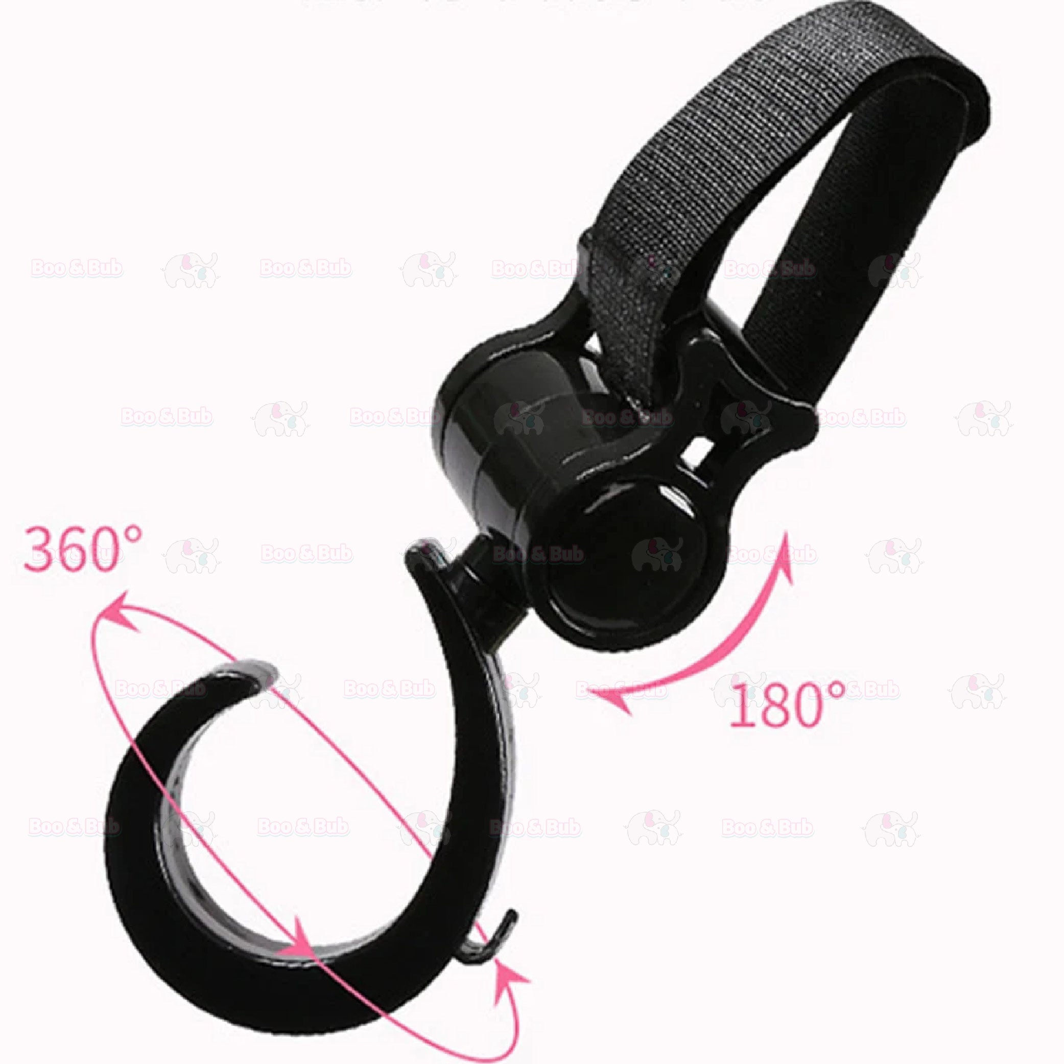 2PCS Baby Stroller Hooks | Pram Rotate 360 Diaper Bag Hanger Baby Kids Activity Gear Stroller Accessories - Boo & Bub