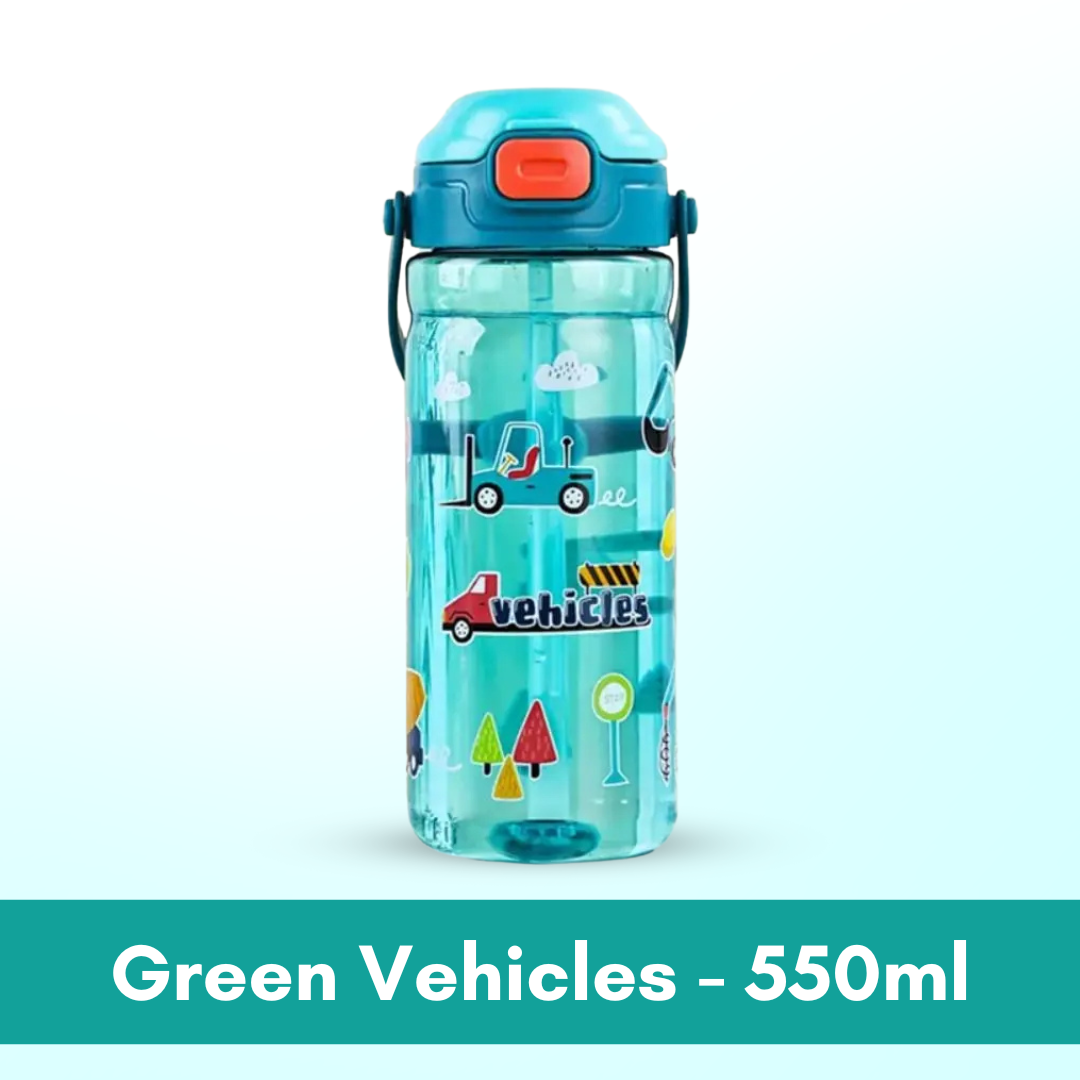 Kids Water Bottle BPA FREE 480ml with Drinking Straw Water Tumbler | Leakproof Water Bottles Outdoor School - Boo & Bub