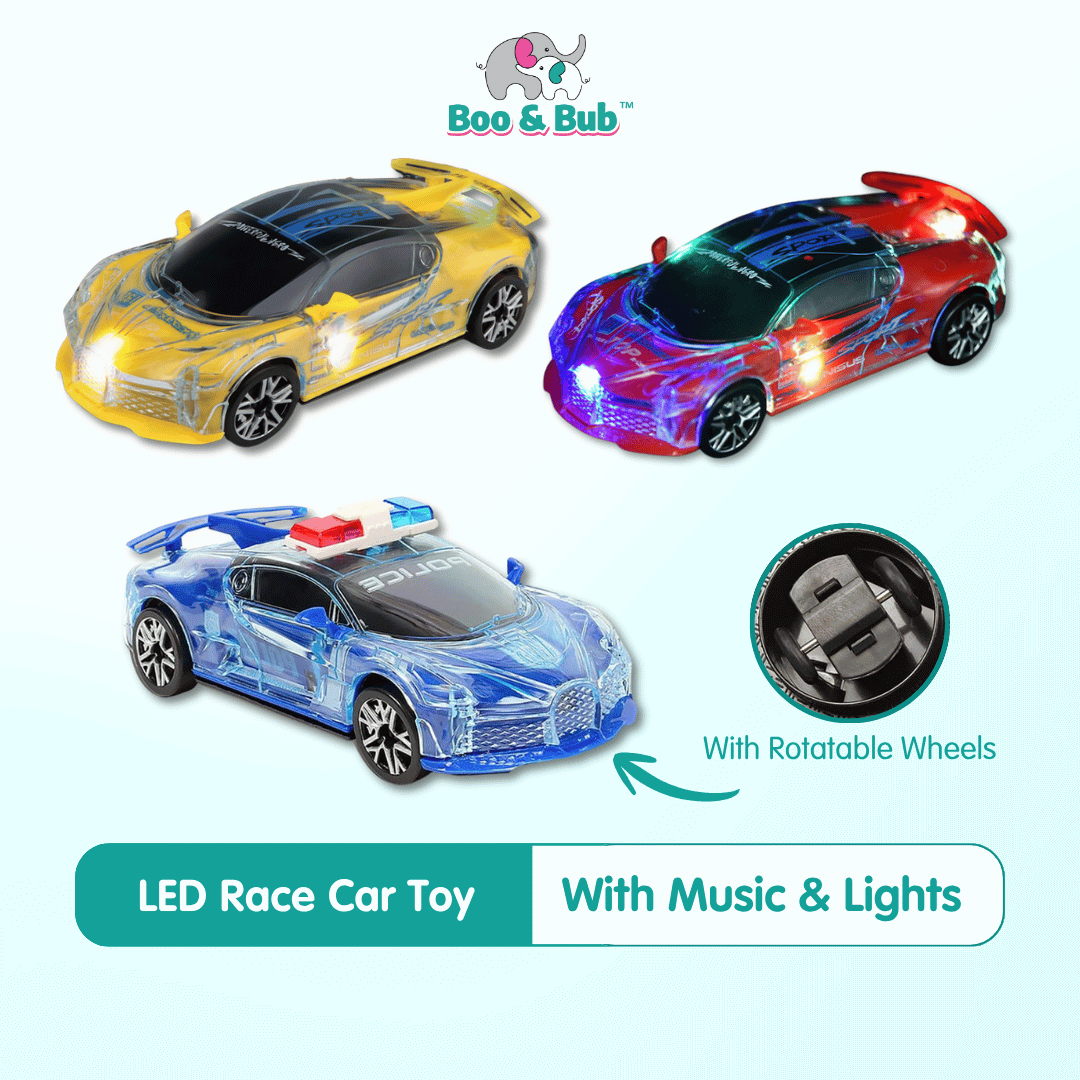 LED Music Light Race Car Toy | Kids Educational Flashing Police Cars Boys Musical Electric Sports Car Model Toys - Boo & Bub