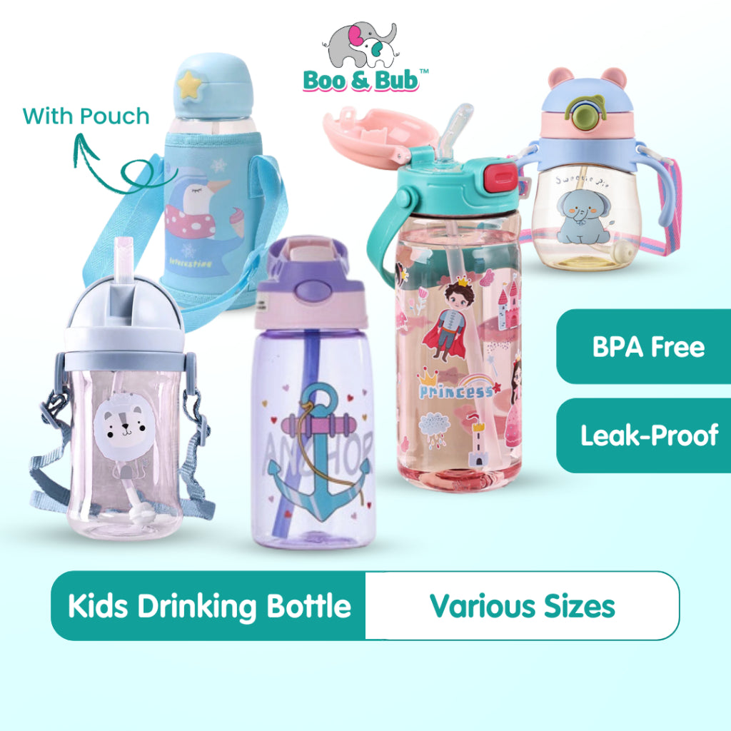 Kids Water Bottle BPA FREE 480ml with Drinking Straw Water Tumbler | Leakproof Water Bottles Outdoor School - Boo & Bub