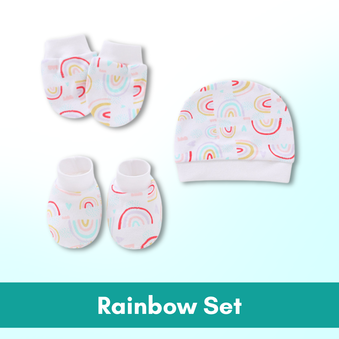 Set of 3 Newborn Cartoon Hat Gloves Socks Set for Baby Boy&Girl | Soft Cotton Booties Mittens - Boo & Bub