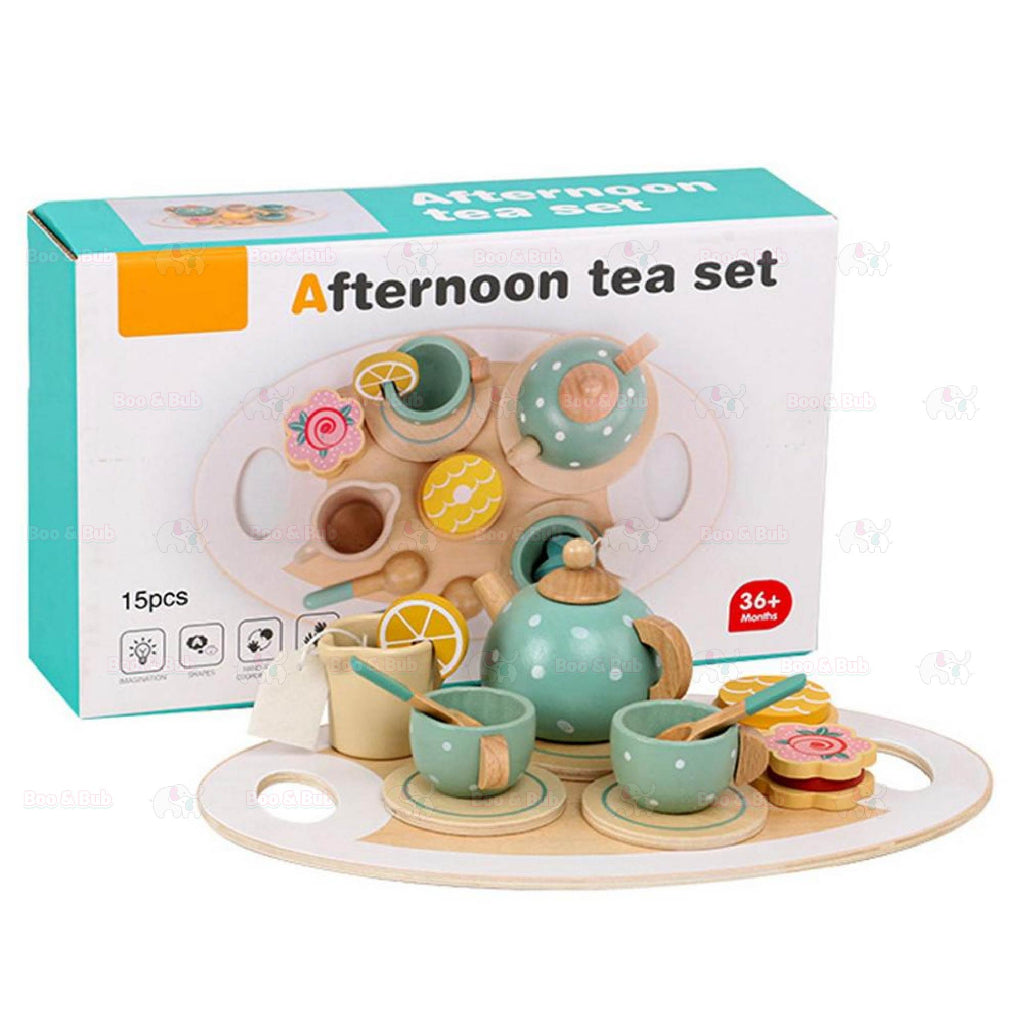 Boo&Bub Wooden dessert tea set | Pretend food cupcake set for preschool kids | Kids development toy birthday gift - Boo & Bub