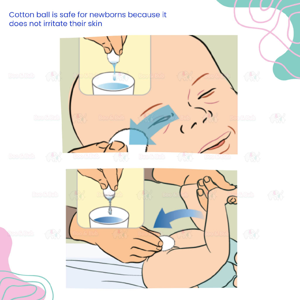 Boo&Bub 100pcs Cotton Ball High Quality 100% Pure | Kapas Bulat | Cleaning Cotton Balls | Disposable Cotton Balls - Boo & Bub