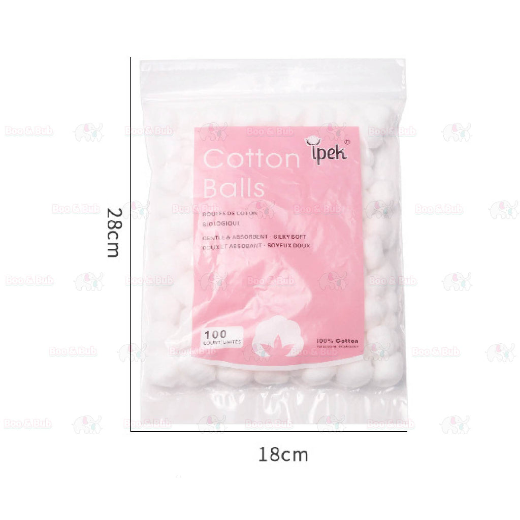 Boo&Bub 100pcs Cotton Ball High Quality 100% Pure | Kapas Bulat | Cleaning Cotton Balls | Disposable Cotton Balls - Boo & Bub