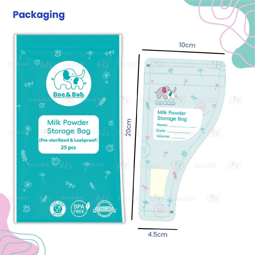Boo&Bub Disposable Milk Powder Storage Bag | Baby Formula Milk Storage Bag | Plastik Simpanan Susu Tepung - Boo & Bub