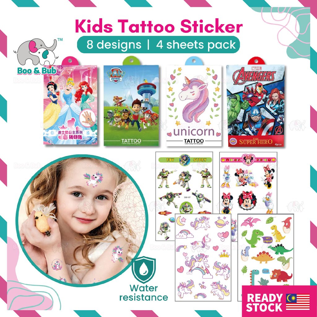 Boo&Bub Disney Kids Tattoo Sticker Kids Temporary Tattoo Waterproof hand sticker cartoon fake tattoo pelekat tatu 儿童纹身贴 - Boo & Bub