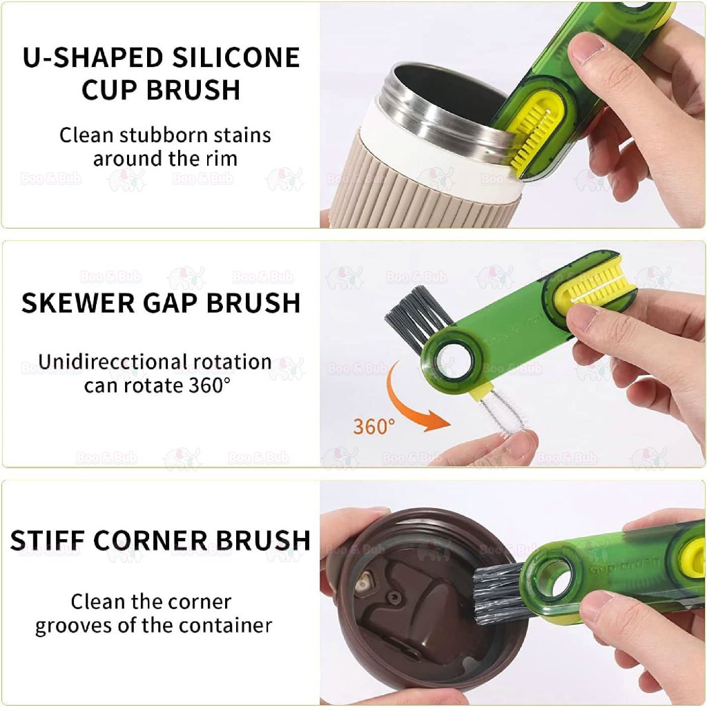 3 in 1 bottle brush baby bottle brush bottle cap cleaning brush kitchen tools berus botol milk bottle brush set 奶瓶刷子 - Boo & Bub