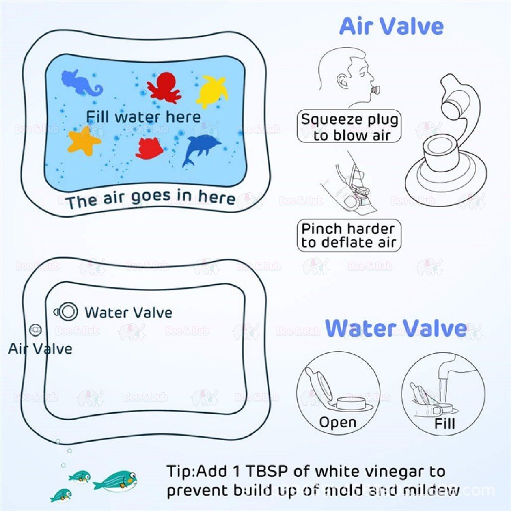 Boo&Bub Baby Water Mat Toddler Inflatable Crawling Cushion Summer Infant Water Play Mat for Children Early Education - Boo & Bub