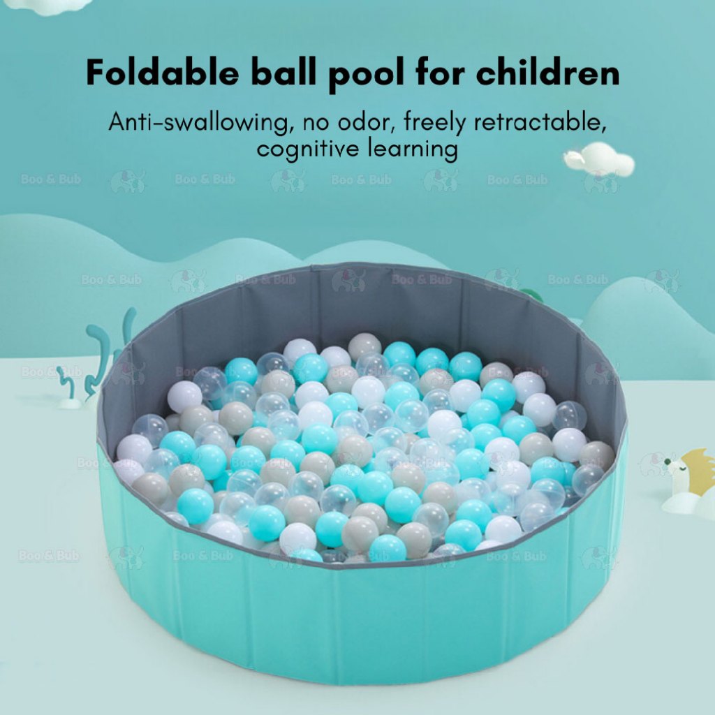 Boo&Bub Kids Ocean Ball Pit Pool | Foldable Indoor Ball Pool Playpen Fence Macaron Ocean Balls Kolam Bola Children Baby - Boo & Bub