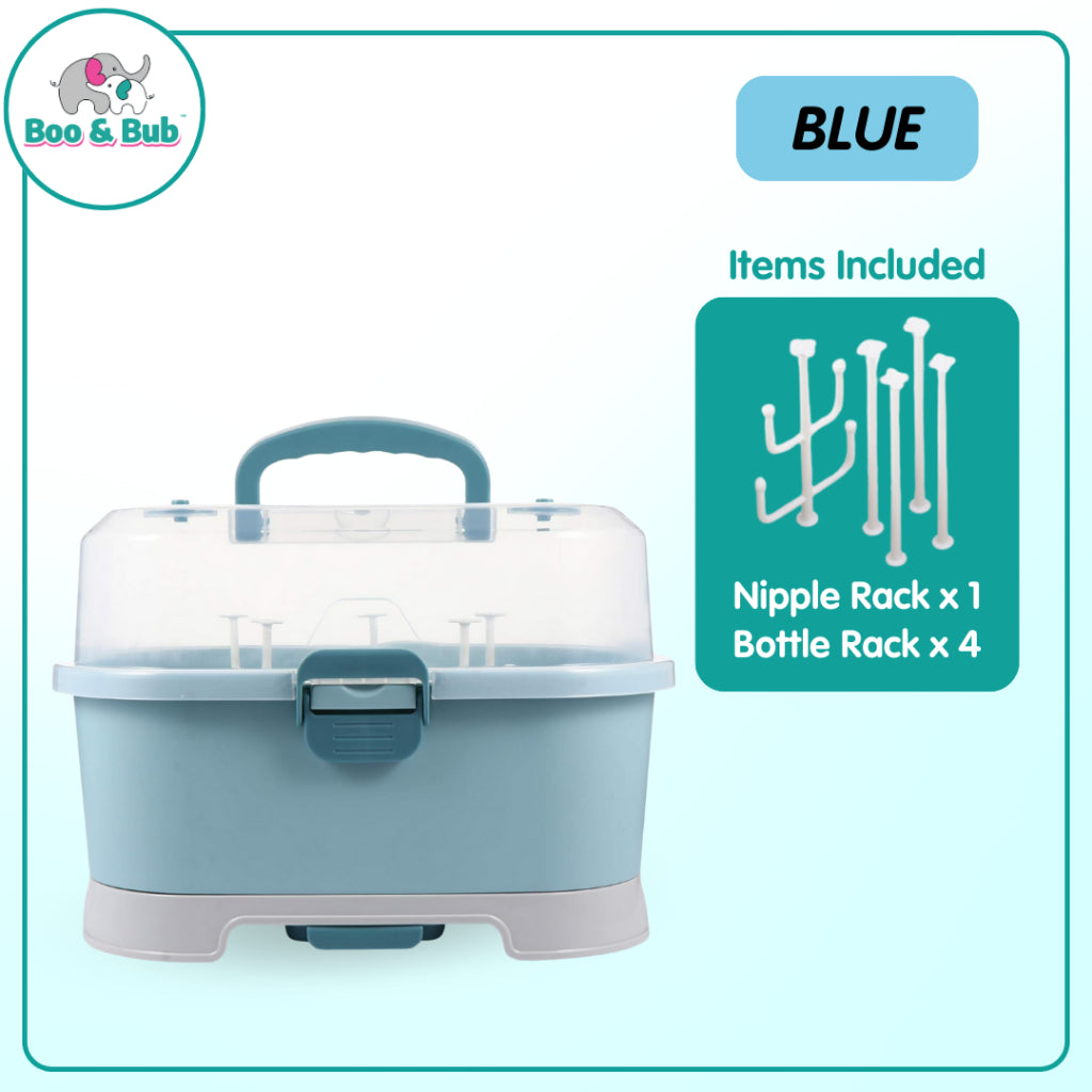Boo&Bub Drying Rack Storage with Cover Large Portable Nursing Bottle Storage Box Organizer Bottle Rack Holder for Baby - Boo & Bub