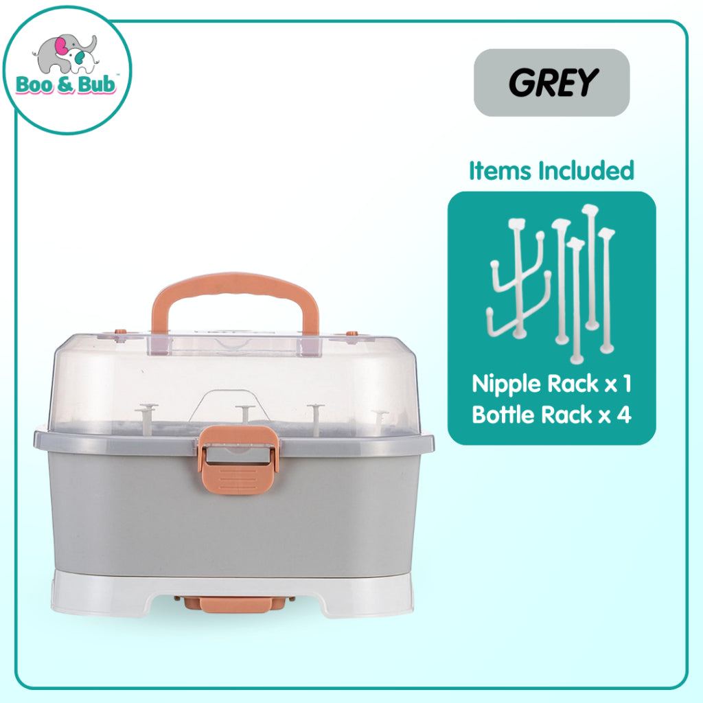 Boo&Bub Drying Rack Storage with Cover Large Portable Nursing Bottle Storage Box Organizer Bottle Rack Holder for Baby - Boo & Bub