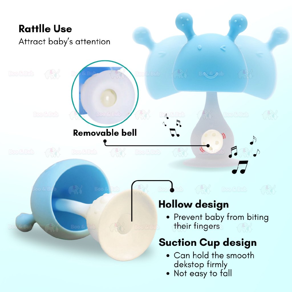 Boo&Bub Baby Teether Toys Rattle Mushroom Shape Baby Teether Silicone - Boo & Bub