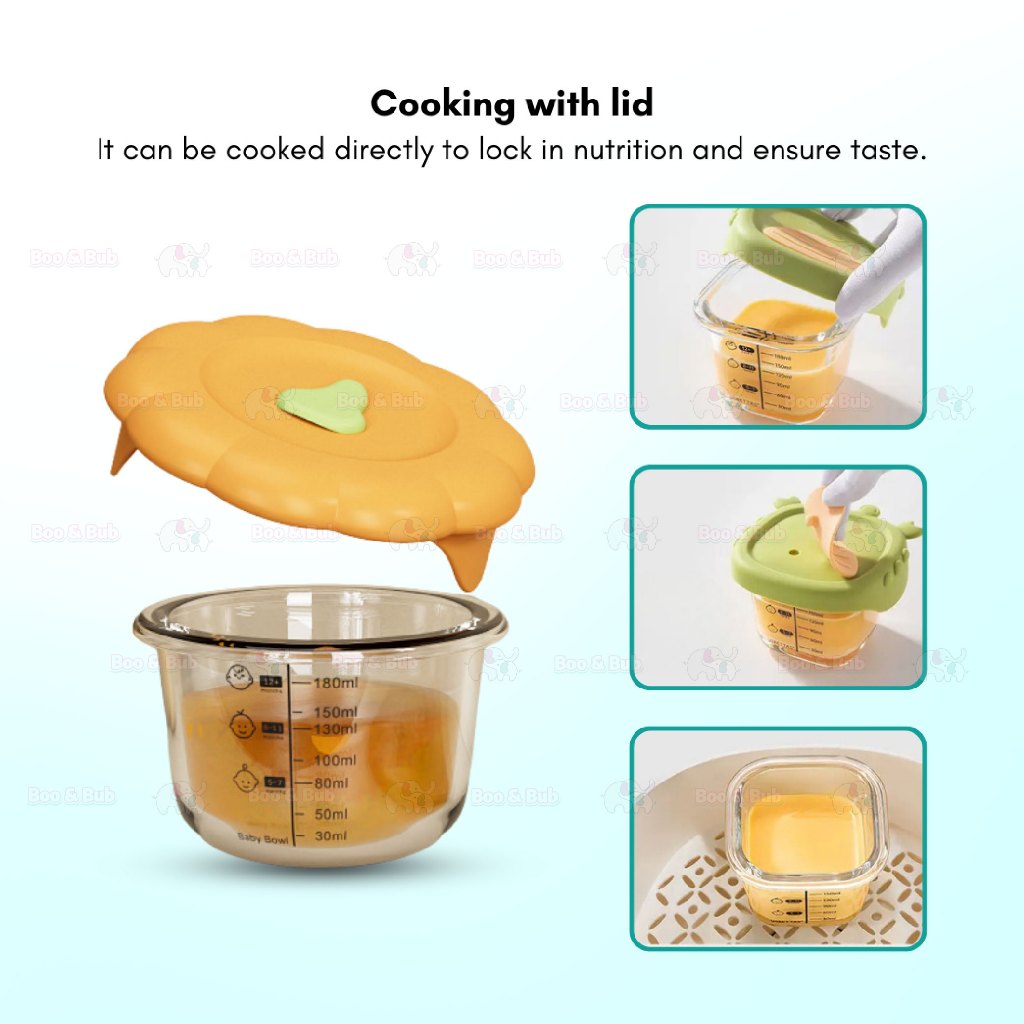 Boo&Bub Children's Complementary Food Bowls Children's Transparent Lunch Boxes Baby Glass Food Storage Containers - Boo & Bub
