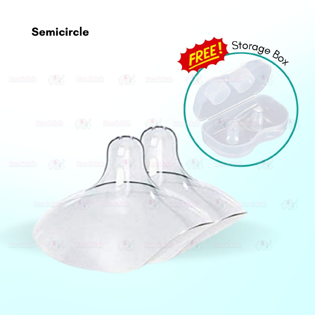 Boo&Bub 2pcs Natural Fit Silicone Nipple Shield Breastfeeding Nipple Protector Free Storage Box Pelindung Puting - Boo & Bub