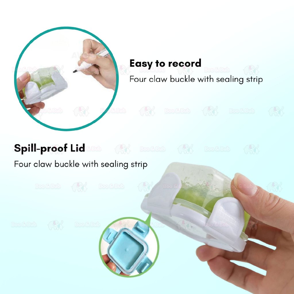 Boo&Bub 4Pcs 60ml Baby Food Container Milk Powder Container Infant Storage Portable Freezer Food Cup - Boo & Bub