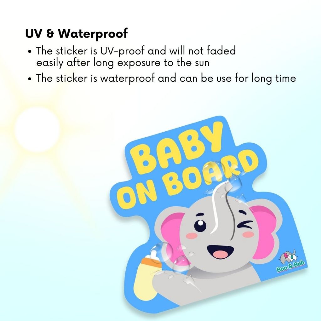 Boo&Bub Baby on Board Sticker |Baby in Car Sticker |Caution Sticker |Cute Baby On Board Sticker - Boo & Bub
