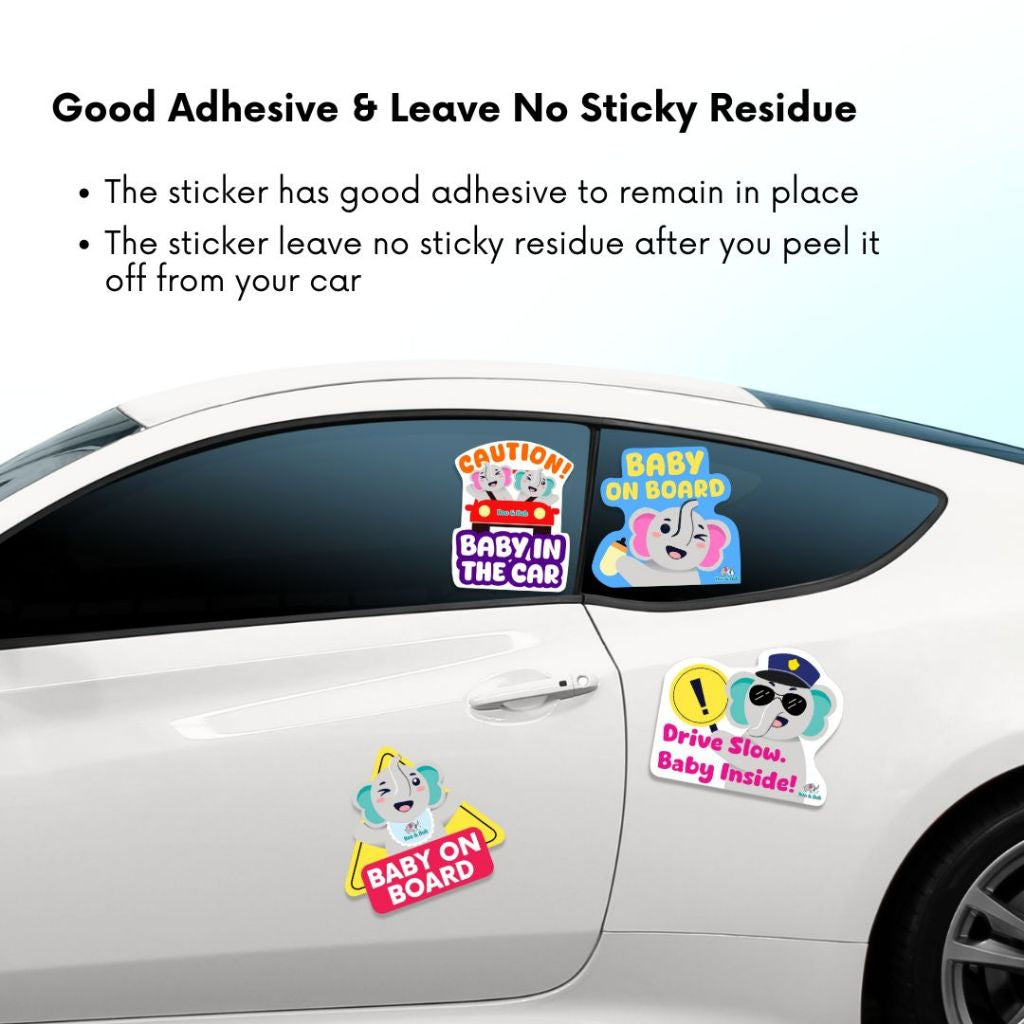 Boo&Bub Baby on Board Sticker |Baby in Car Sticker |Caution Sticker |Cute Baby On Board Sticker - Boo & Bub