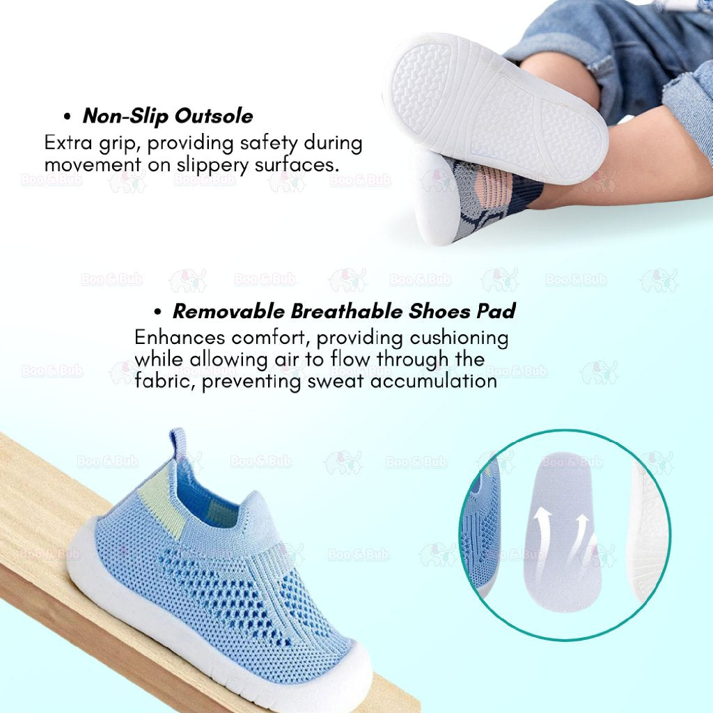 Boo&Bub Baby Shoes Toddler First Walking Shoes Non-Skid Infant Sneakers Breathable Knitted Mesh Boy & Girls Tennis Shoes - Boo & Bub
