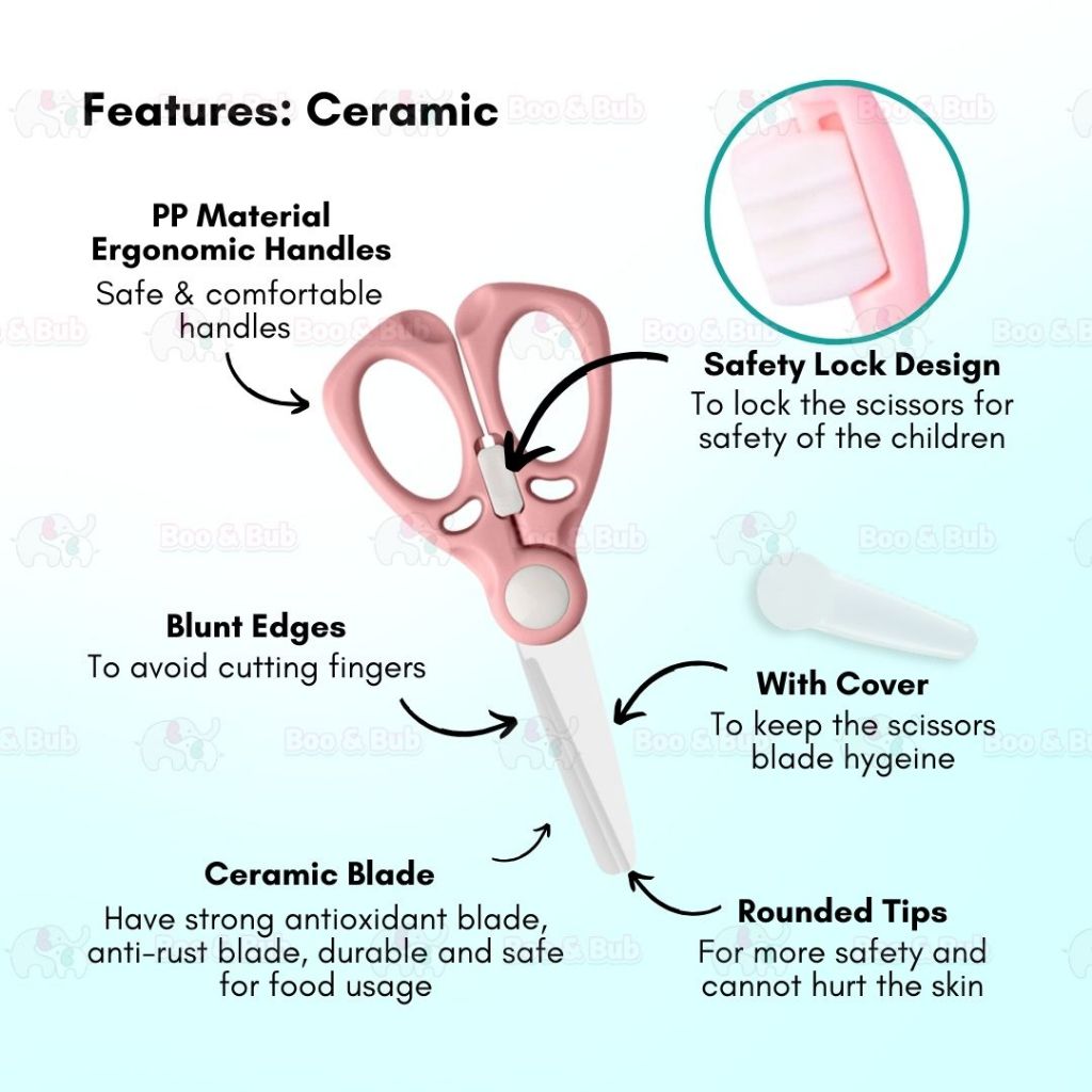 Boo and Bub Food Ceramic Scissor420 Stainless Steel Baby Food Multipurpose Scissors Portable Feeding Scissor - Boo & Bub