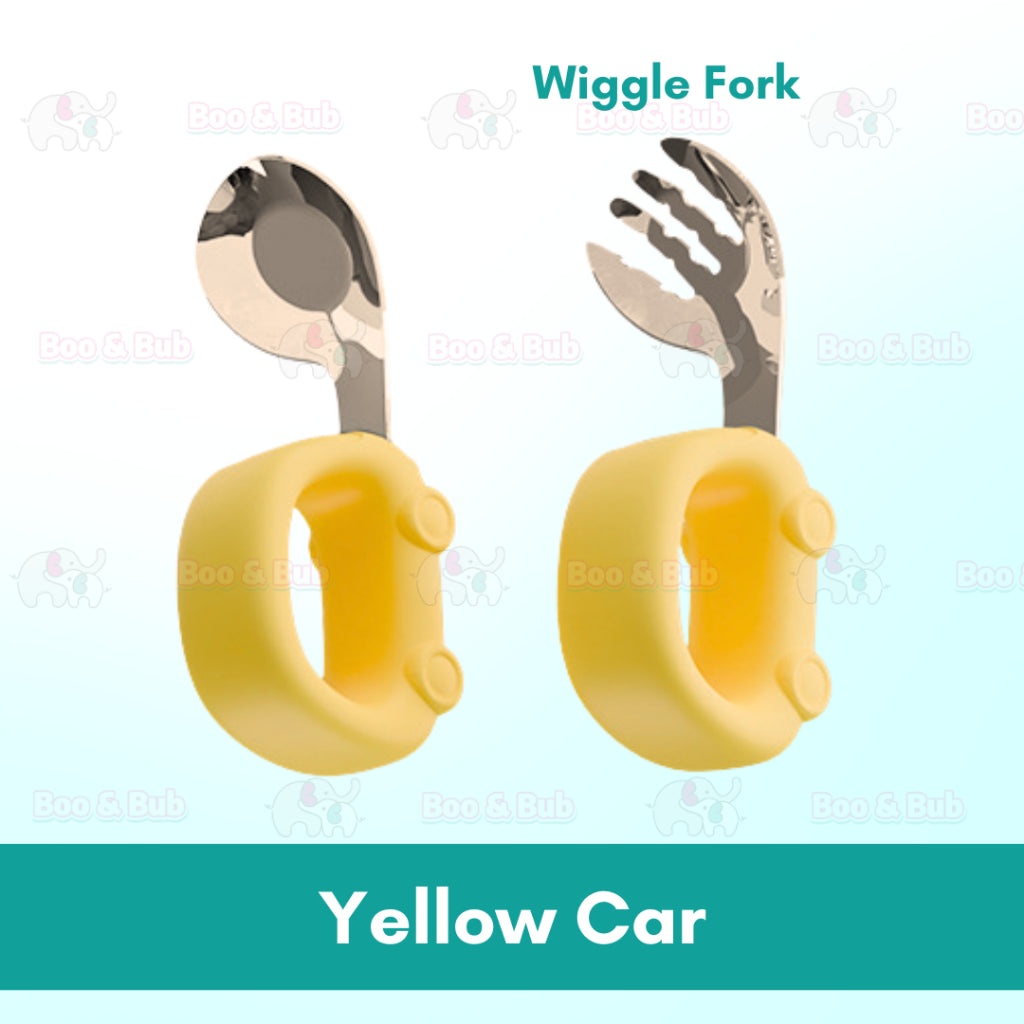 2pcs Silicone Baby Spoon and Fork Set Baby Infant Tableware Baby Training Spoon Fork Set Stainless Steel Feeding Spoon - Boo & Bub