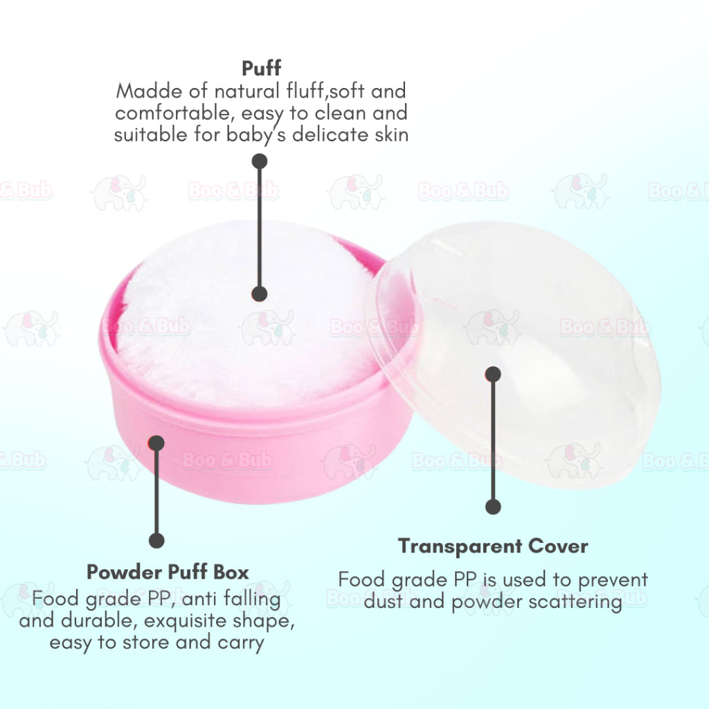 Boo&bub Portable Baby Powder Puff Sponge Container Case Box Baby Powder Case Talcum Powder Puff Bekas Bedak Bayi 婴儿爽身粉盒 - Boo & Bub