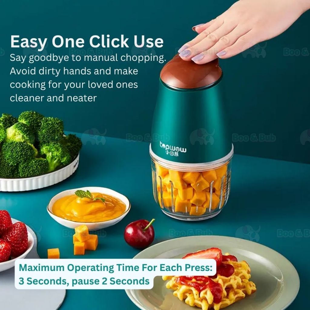 Boo & Bub Mini Blender Baby Food Grinder Processor One-button Start Stir Food Quickly Chopper - Boo & Bub