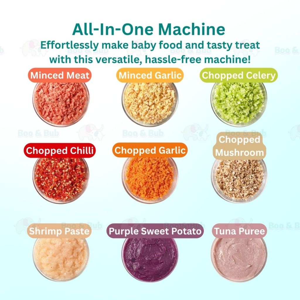 Boo & Bub Mini Blender Baby Food Grinder Processor One-button Start Stir Food Quickly Chopper - Boo & Bub