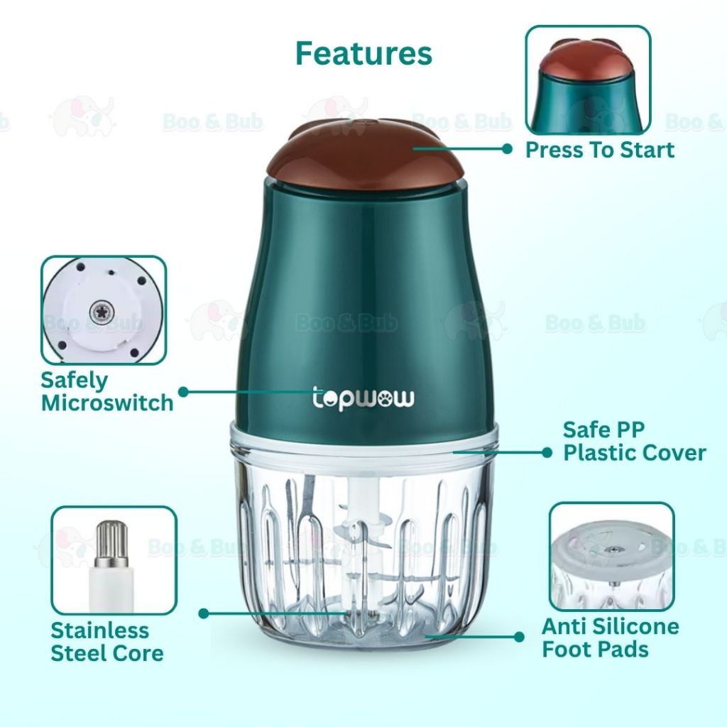 Boo & Bub Mini Blender Baby Food Grinder Processor One-button Start Stir Food Quickly Chopper - Boo & Bub