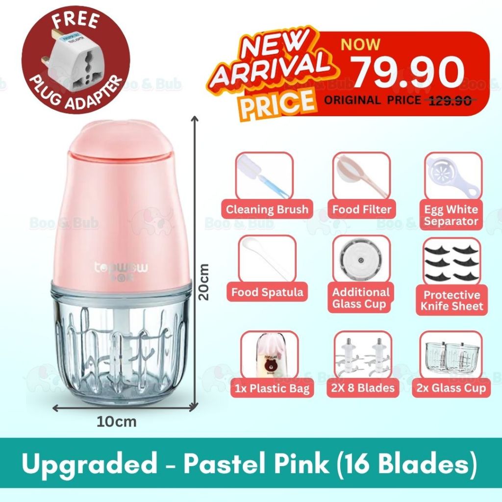 Boo & Bub Mini Blender Baby Food Grinder Processor One-button Start Stir Food Quickly Chopper - Boo & Bub