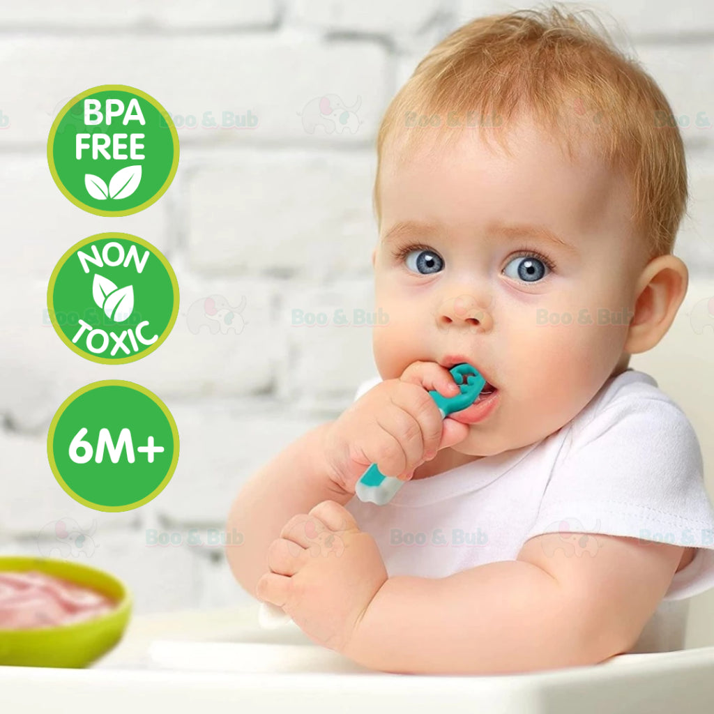 Boo & Bub Baby's First First Dipping Spoons Baby Pre-Spoon Set 2 Stag6M+ Baby First Spoon BPA FREE Safe PP Material - Boo & Bub