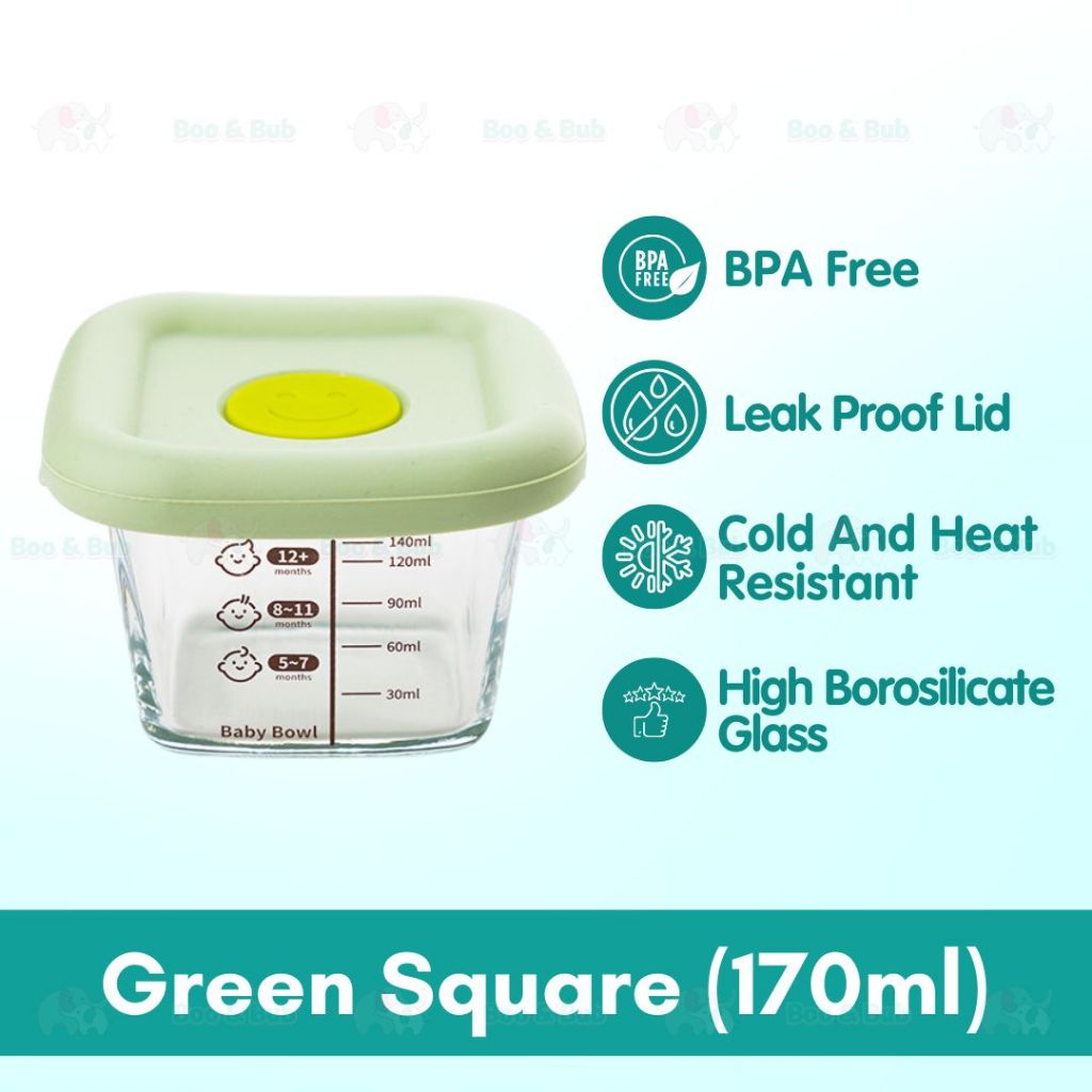 ๐Boo&Bub๐ Airtight borosilicate glass food container Glass Container Bekas makanan kaca kedap udara 170ml - Boo & Bub