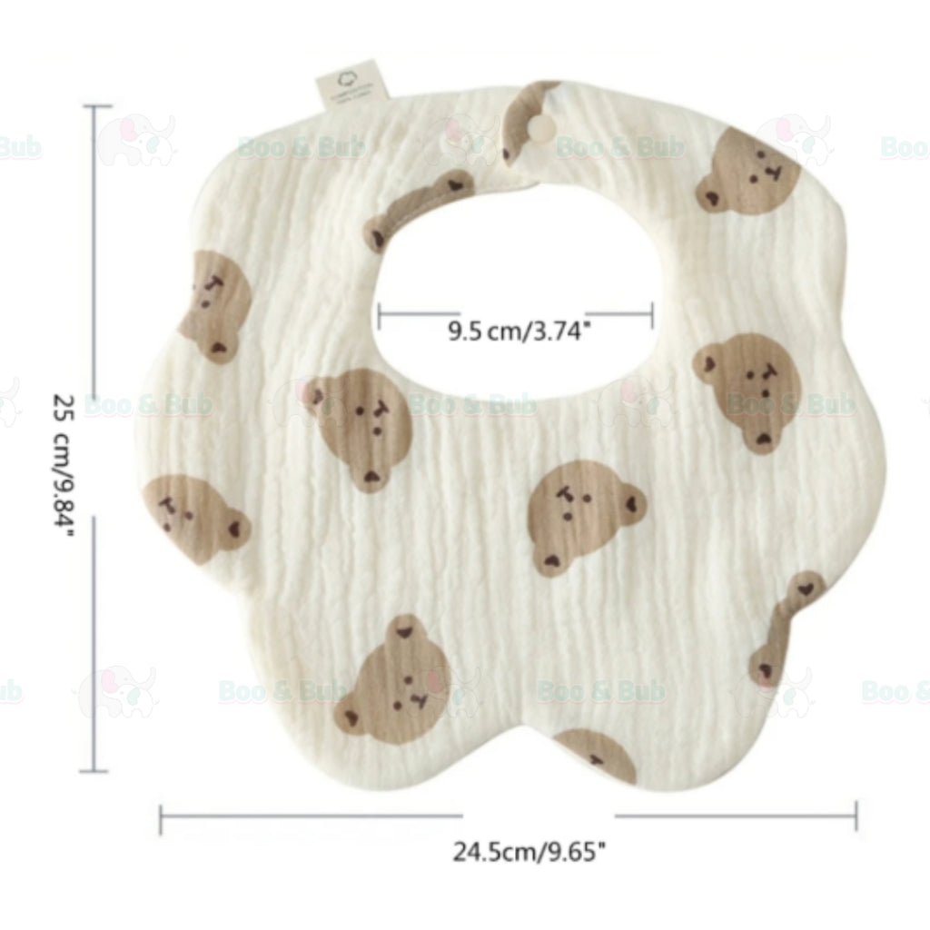 Boo&Bub 6 layers Baby Bib Cotton Bib Baby Saliva Towel Newborn Baby Saliva Bib Soft Washable drooling Bib 新生儿围兜 柔软可洗 吸水 - Boo & Bub