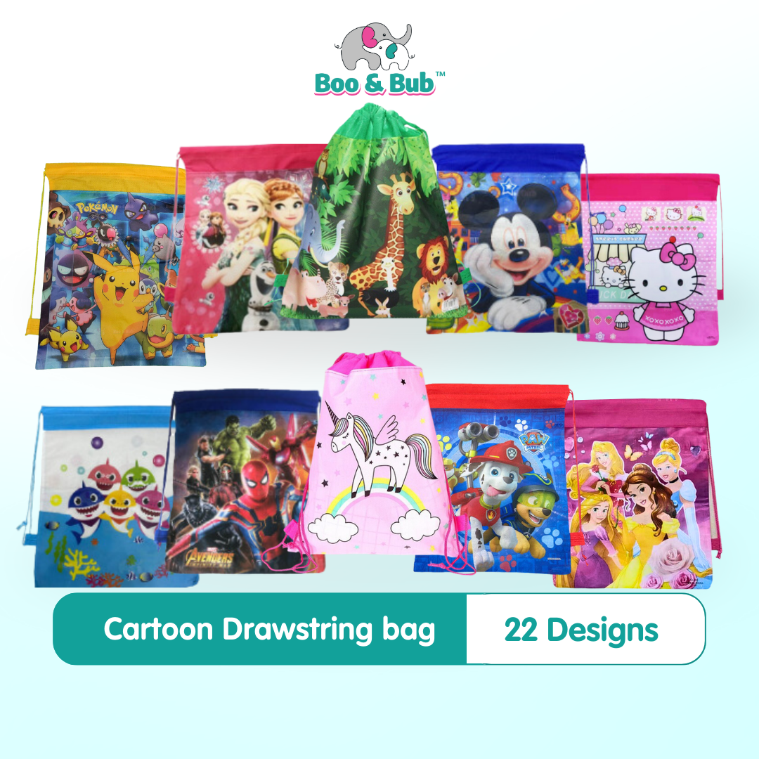 Cartoon Drawstring Pocket Storage Bag | Little Girl Party Decorate Gift Accessories Kids Toys Christmas Gifts - Boo & Bub