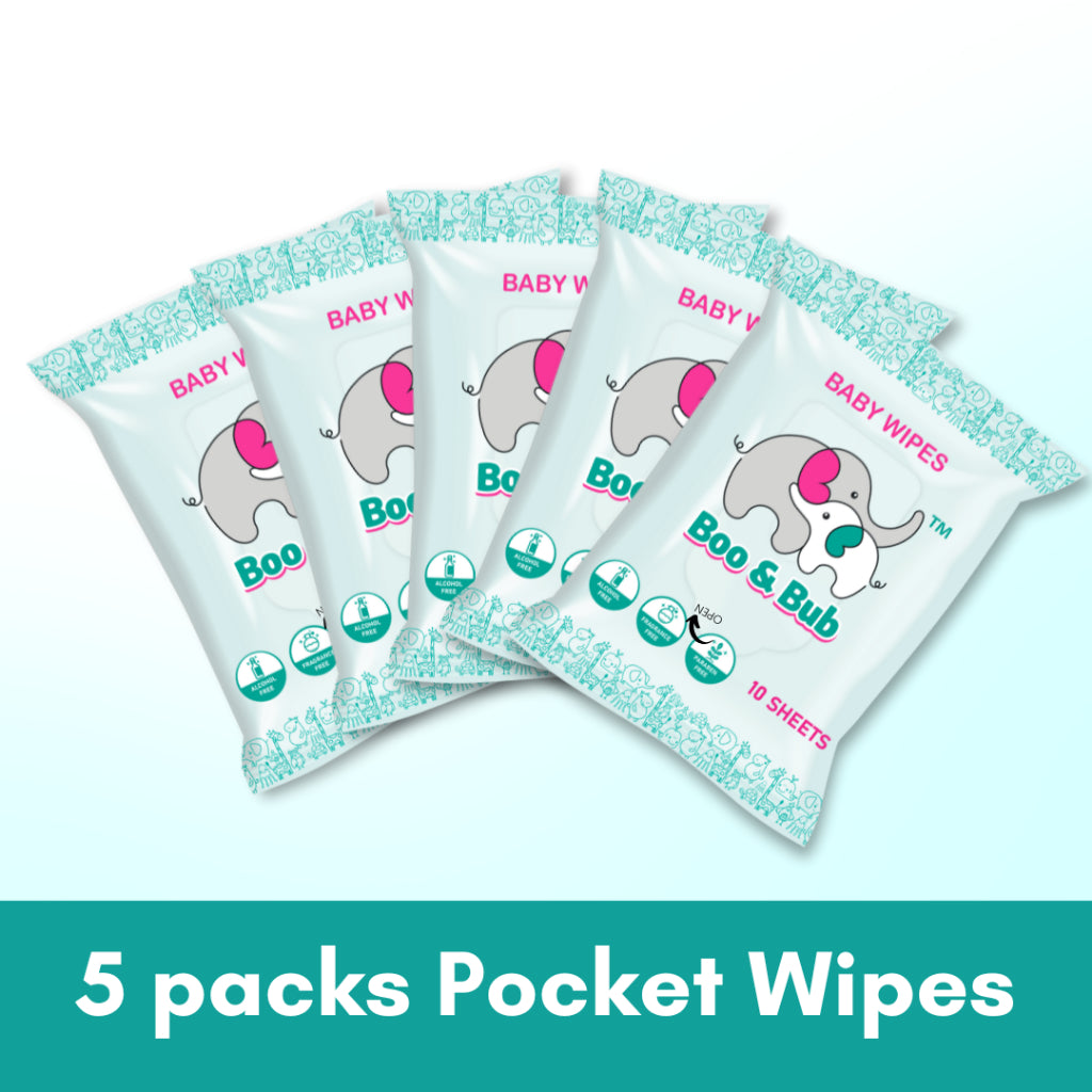 10pcs - Baby Hand Mouth Wipes / Cleaning Wet Tissue | Alcohol-free, paraben-free, fragrance-free wipe / Tisu Basah Bayi - Boo & Bub