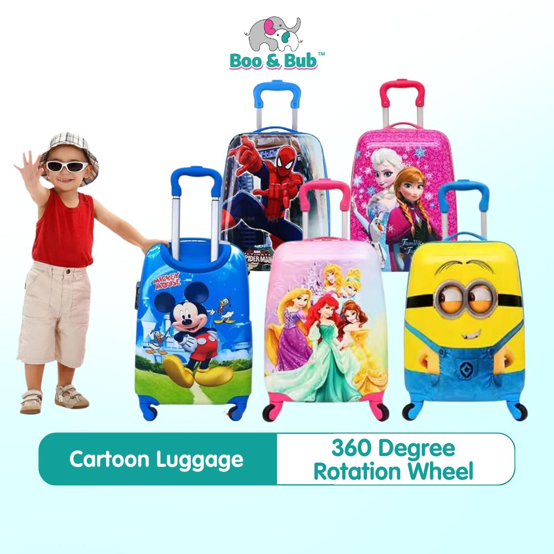 3D Cartoon Travel & School Trolley Kids Luggage Bag | Kid Travel Suitcase - Boo & Bub