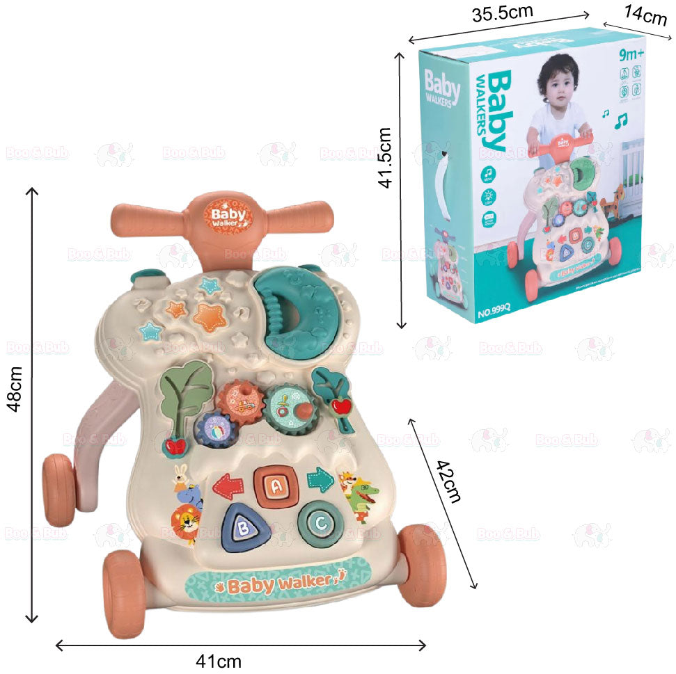 Baby Walker | Stand-to-Sit Trolley High Quality Kids Gift For Toddler Learning Walk Music Piano Phone Drawing Toy - Boo & Bub