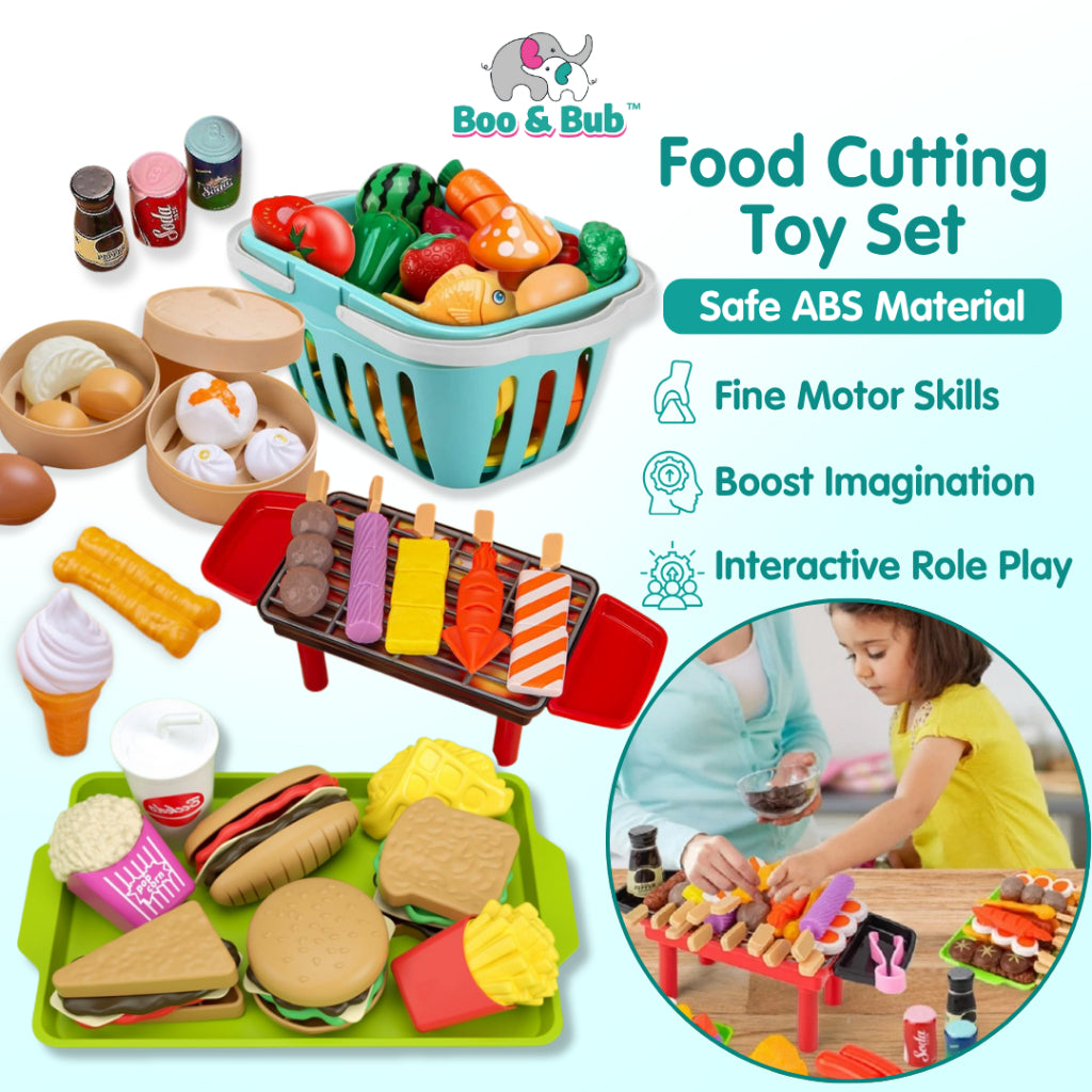 Fruit Vegetable Cutting Pretend Play Set | Plastic Food Toy DIY Gift Toys For Children Kids Educational Toys - Boo & Bub