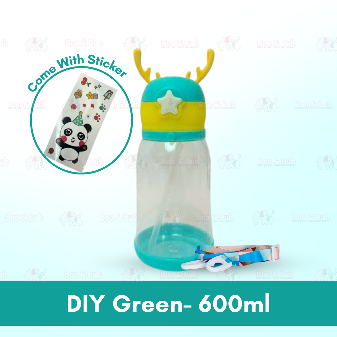 Kids Water Bottle BPA FREE 480ml with Drinking Straw Water Tumbler | Leakproof Water Bottles Outdoor School - Boo & Bub
