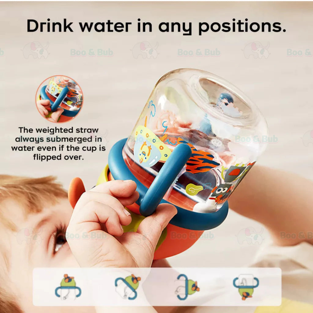 Boo&Bub 300ML Tritan Baby Bottle With Straw Botol Air Baby Botol Air Budak Kids Bottle With Straw Training Cup Cute - Boo & Bub