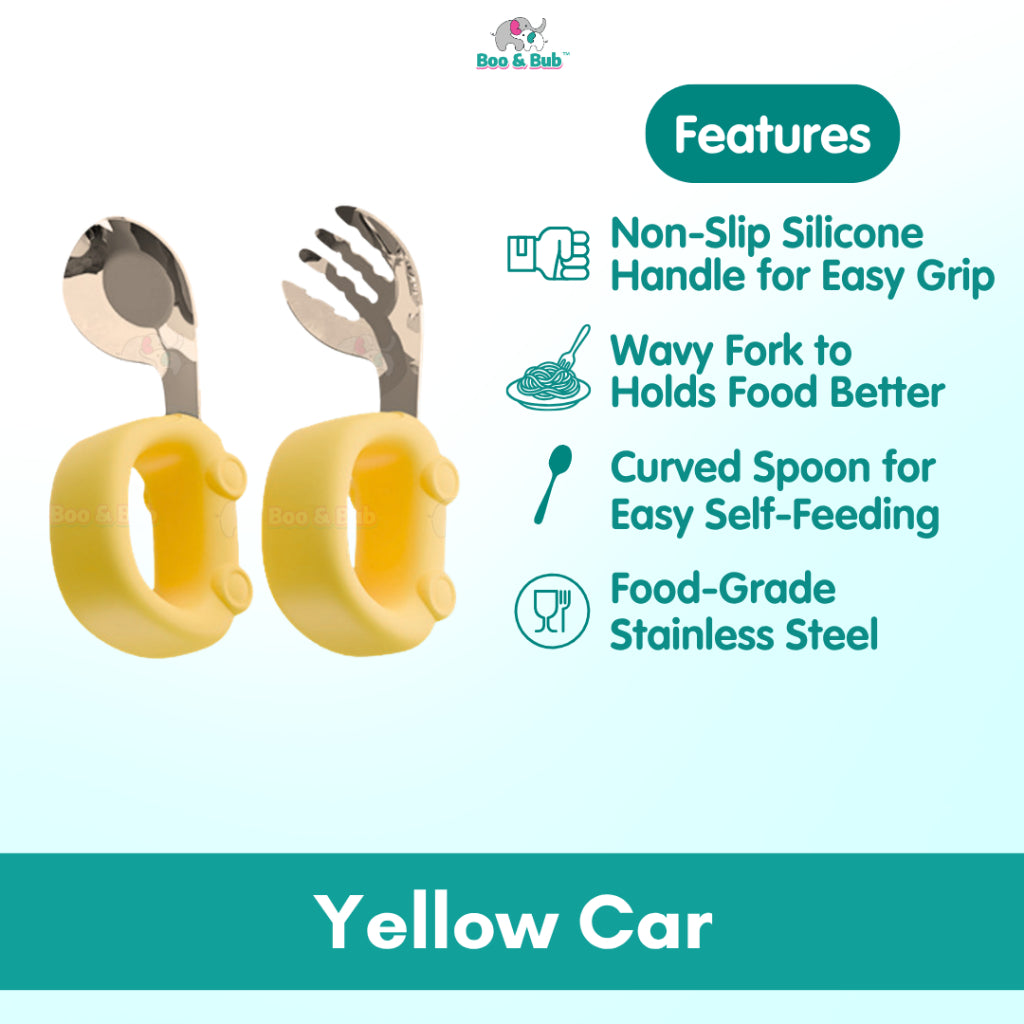 2PCS Soft Silicone Baby Spoon Set | Baby Infact Tableware Feeding Dishes Tableware For Kids Learn To Eat Training - Boo & Bub