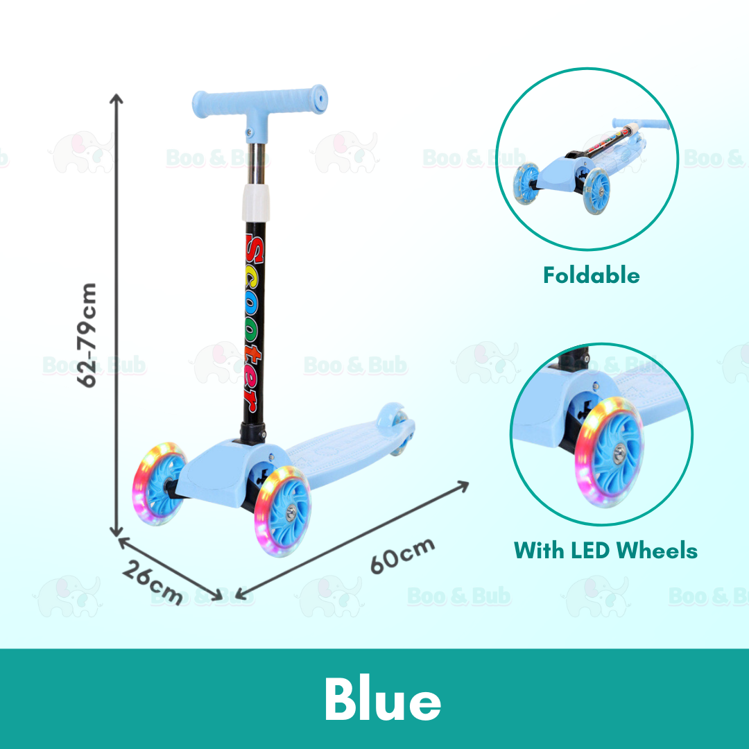 Kid Scooter Flashing Light Wheel | Foldable Aluminum skateboard kids Adjustable Height Foot Scooters Toys Gifts - Boo & Bub
