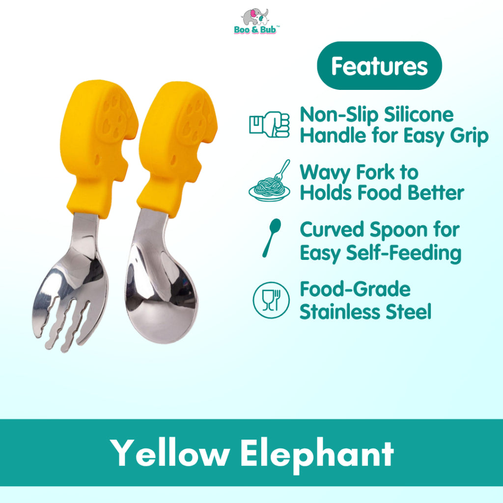 2PCS Soft Silicone Baby Spoon Set | Baby Infact Tableware Feeding Dishes Tableware For Kids Learn To Eat Training - Boo & Bub