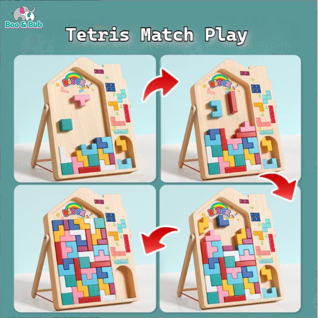 Wooden 3D Tetris Building Cube Puzzle | Soma cube Luban lock Blocks Toy Montessori Educational Creativity Kids - Boo & Bub