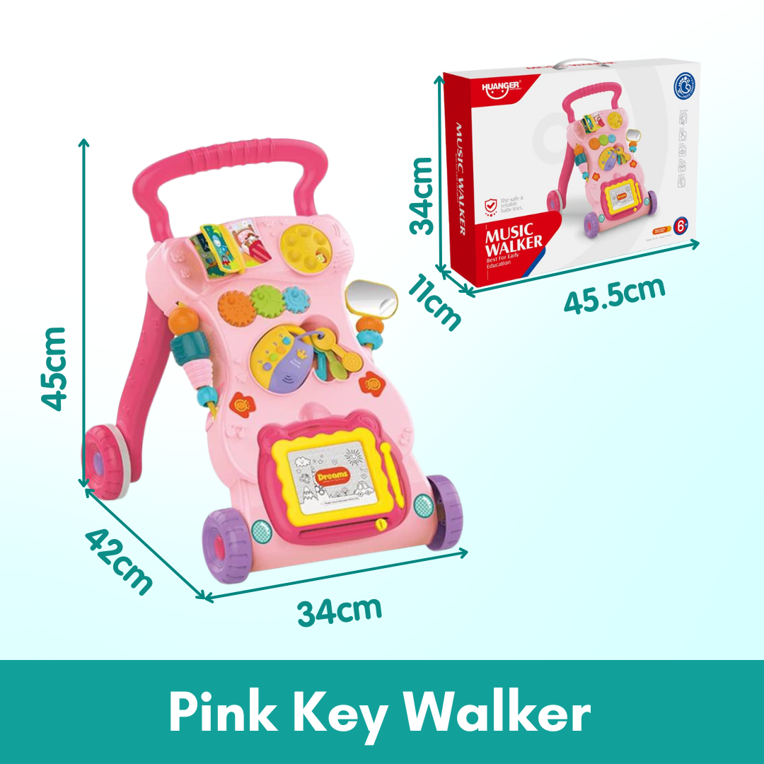Baby Walker | Stand-to-Sit Trolley High Quality Kids Gift For Toddler Learning Walk Music Piano Phone Drawing Toy - Boo & Bub