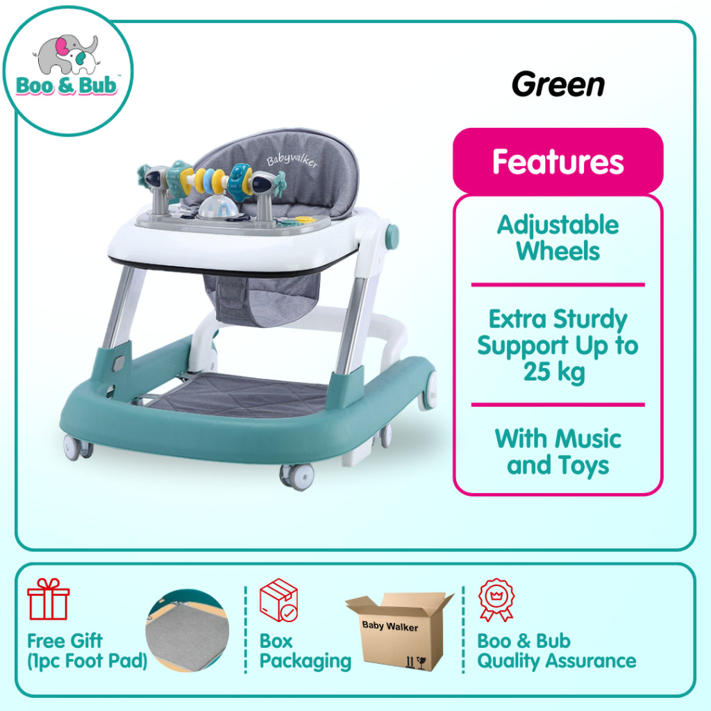 Baby Foldable walker | safe anti-o-leg multi-function anti-rollover babies bumper sit children learn to walk - Boo & Bub