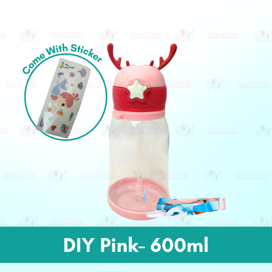 Kids Water Bottle BPA FREE 480ml with Drinking Straw Water Tumbler | Leakproof Water Bottles Outdoor School - Boo & Bub