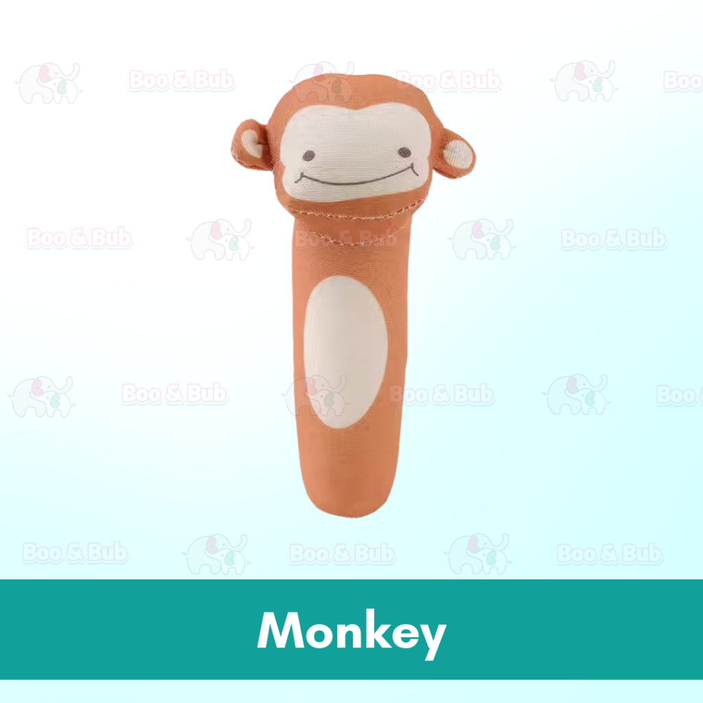 Baby squeaky rattle BB Sticks | Beep Soft Plush Doll Crib Hanging Hand Montessori Educational Toy Animal Doll - Boo & Bub