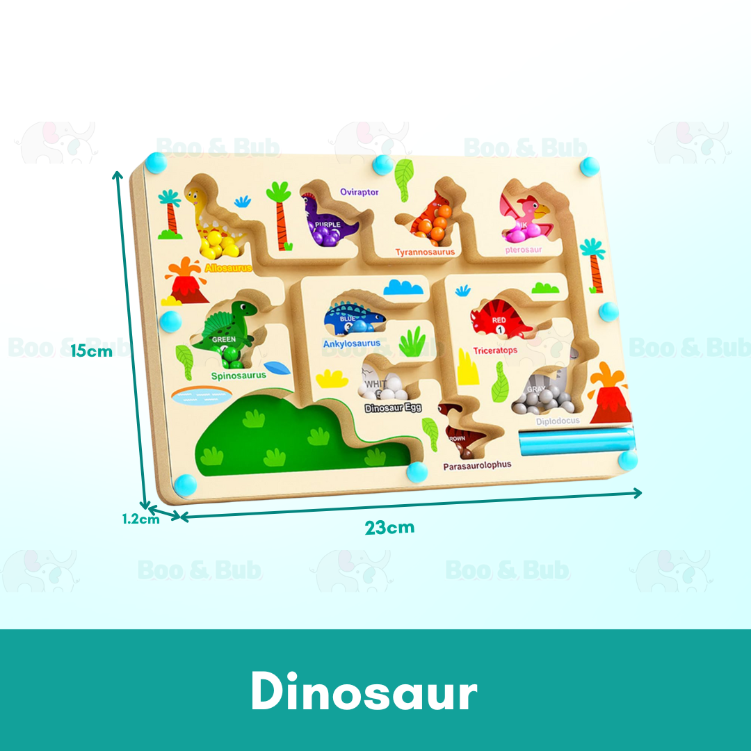 Wooden Magnetic Animal Maze Puzzle | Dinosaur Kid Montessori Early Learning Educational Toys - Boo & Bub